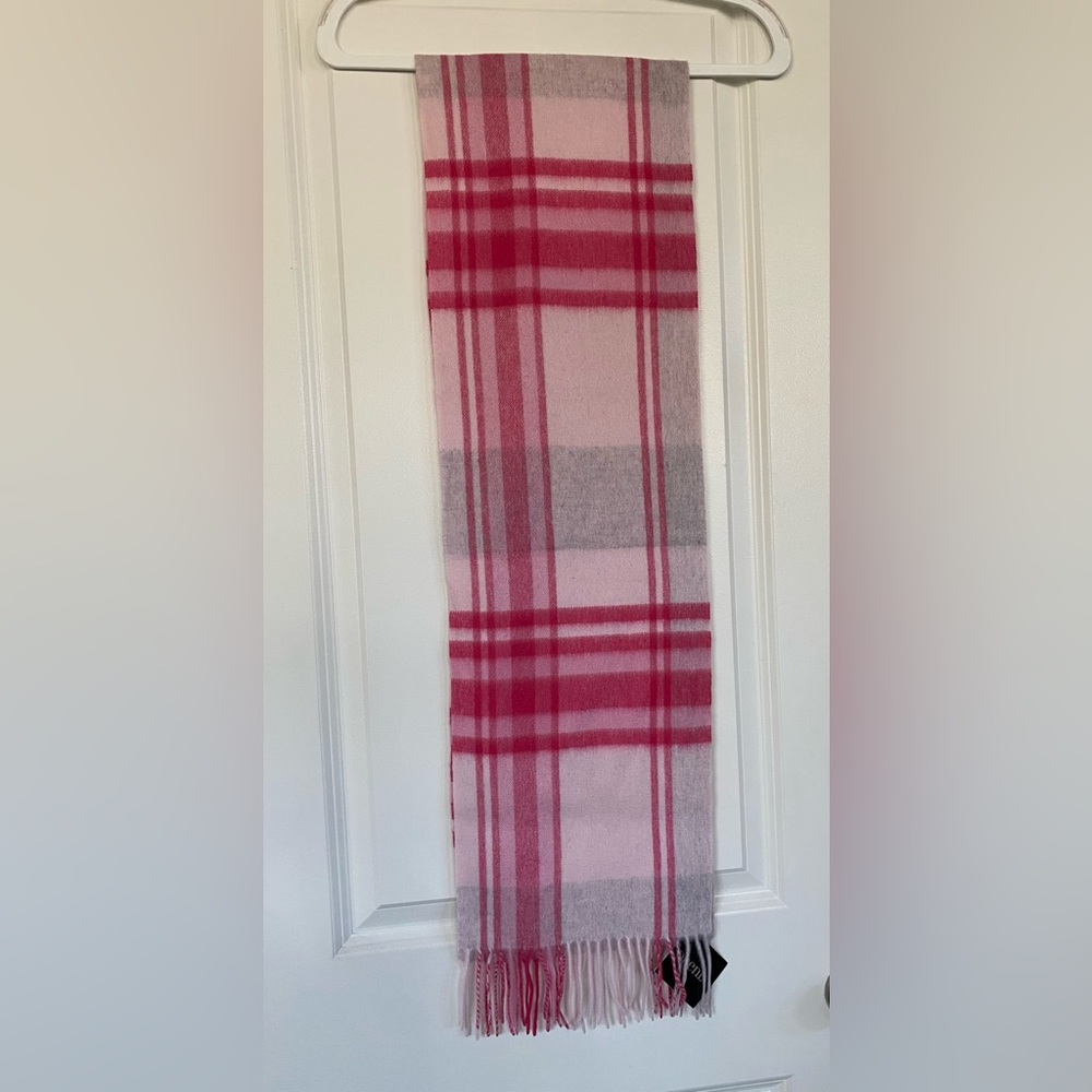 Phenix Pink and Gray Cashmere Checkered Scarf